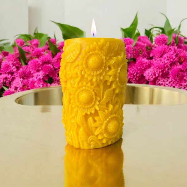 Beeswax candles made from pure New Zealand beeswax, offering a natural honey scent and a warm, golden glow.