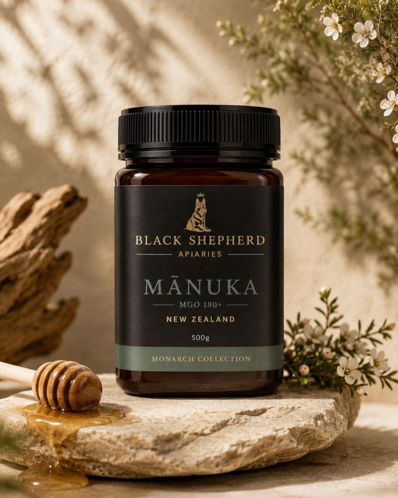 Pure New Zealand Manuka Honey MGO 180+ 500g jar - Black Shepherd Apiaries
