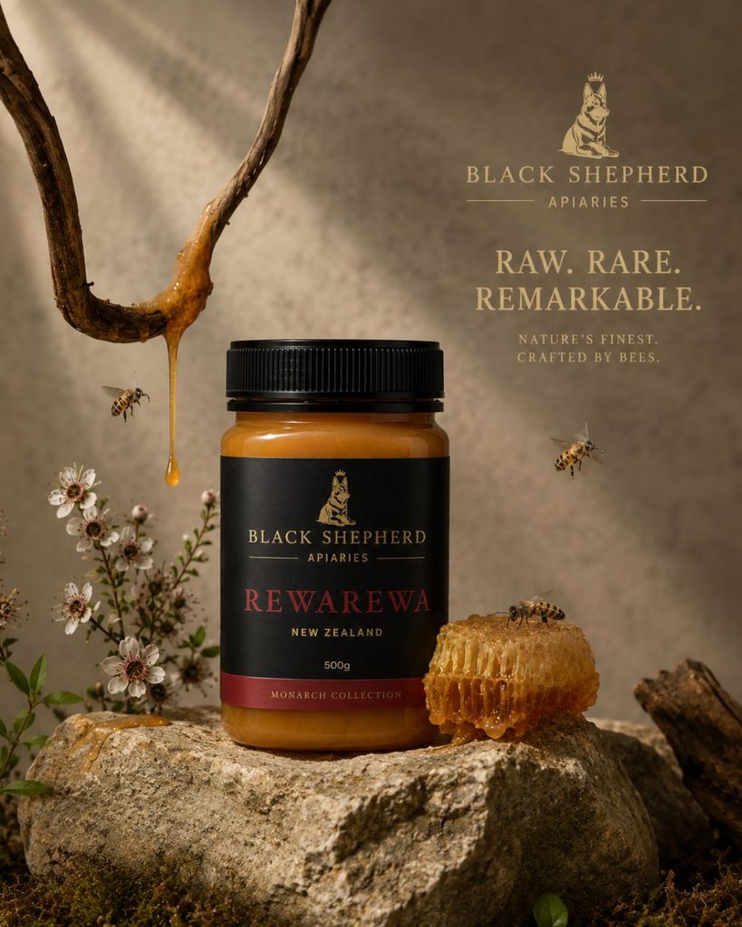 Pure New Zealand Rewarewa Honey 500g jar - bold native forest honey